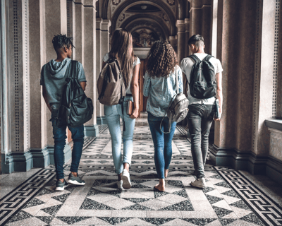 students in hallway