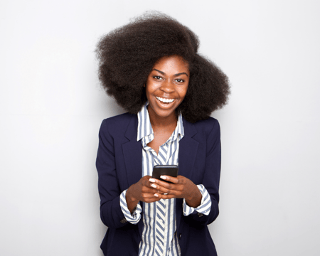 woman happy on phone